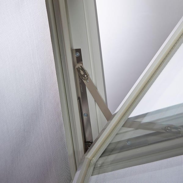 TAFCO WINDOWS - 32.25 in. x 24.25 in. White Double-Pane Insulated Glass Hinged Vinyl Hopper Inswing Basement Window with Screen