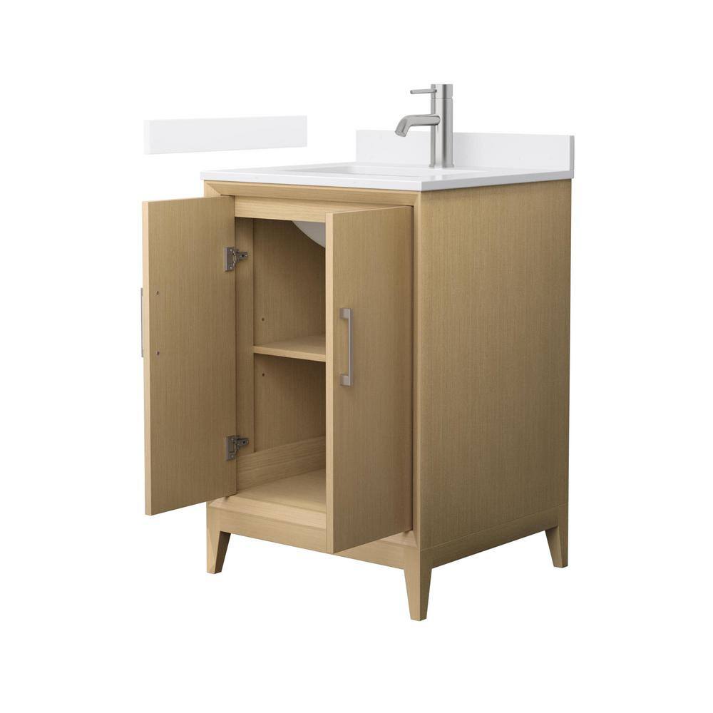 Janna 24" White Oak Freestanding Single Vanity with Cultured Marble Top