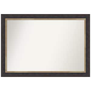 Hammered Charcoal Tan 40.75 in. x 28.75 in. Non-Beveled Casual Rectangle Wood Framed Wall Mirror in Black