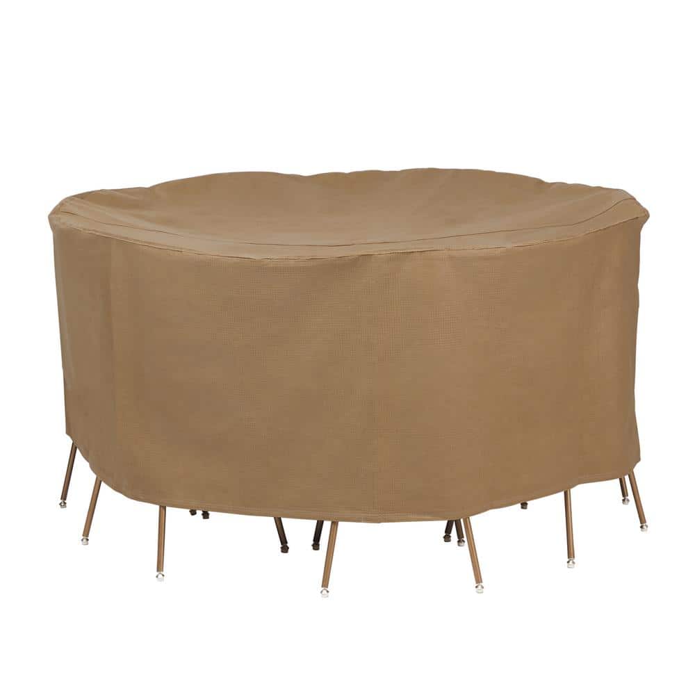 Latte Water-Resistant 76 Inch Round Patio Table & Chair Cover
