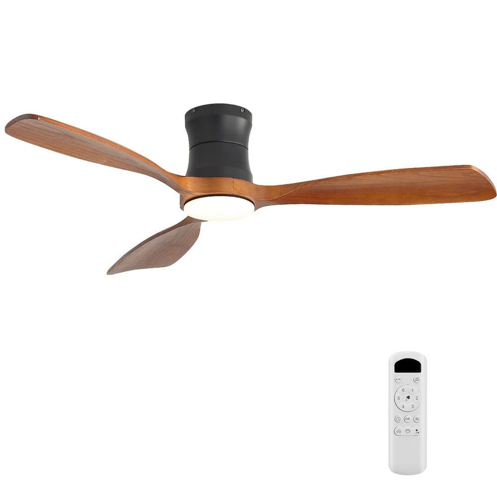Modern 48 in. Black 3 Wood Blades Flush Mount Standard Ceiling Fan with Dimmible Light and Remote and Memory Function price history on PriceWatchPro