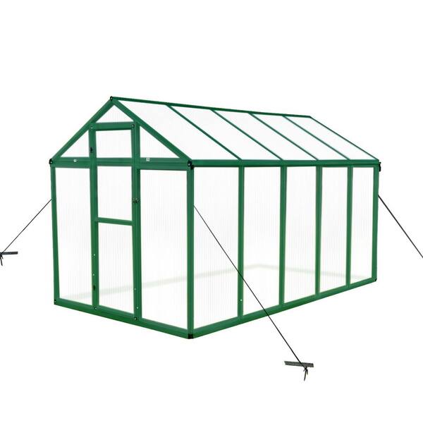 Unbranded 6x10 FT Heavy-Duty Aluminum Greenhouse with Polycarbonate Panels, Windproof Walk-In Greenhouse for Year-Round Gardening