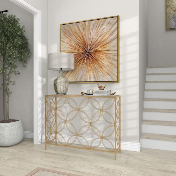 Litton Lane 42 in. Gold Extra Large Rectangle Metal Open
