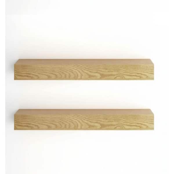 32 in. W x 7 in. D Oak Wood Floating Shelves for Wall (Set of 2) Decorative Wall Shelf