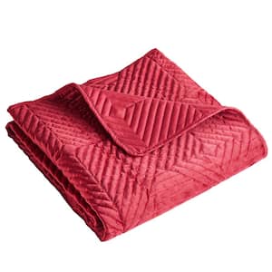 Riviera Velvet Red Solid Color 50 in. x 60 in. Dutch Velvet Throw Blanket