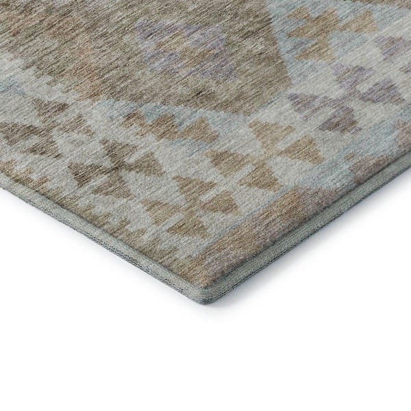 Mayfield Premium Machine Washable Abstract AMF1915 Khaki 5 ft. x 7 ft. 6 in. Area Rug