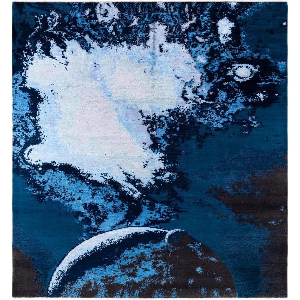 Ikat Blue 9 X 12 Hand-Knotted Wool Silk Indoor Area Rug price history on PriceWatchPro