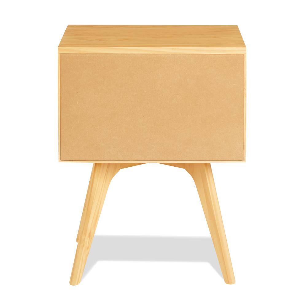 Oak Mid Century Modern Nightstand with Drawer and Shelf