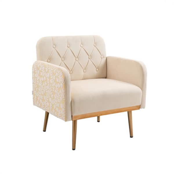 Donason 31 in. Beige Velvet Arm Chair