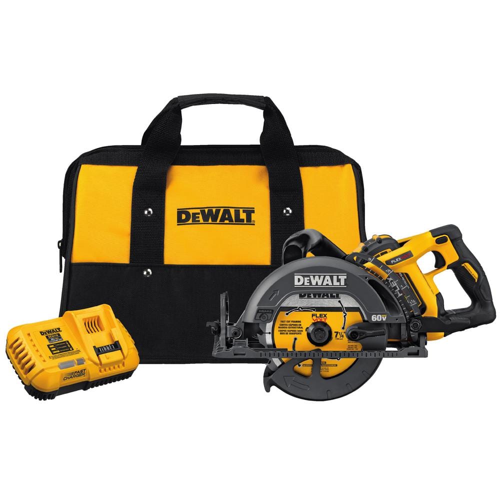 DEWALT FLEXVOLT 60V MAX 7-1/4 in. Cordless Worm Drive Style Saw with 9.0Ah  Battery Kit DCS577X1 The Home Depot