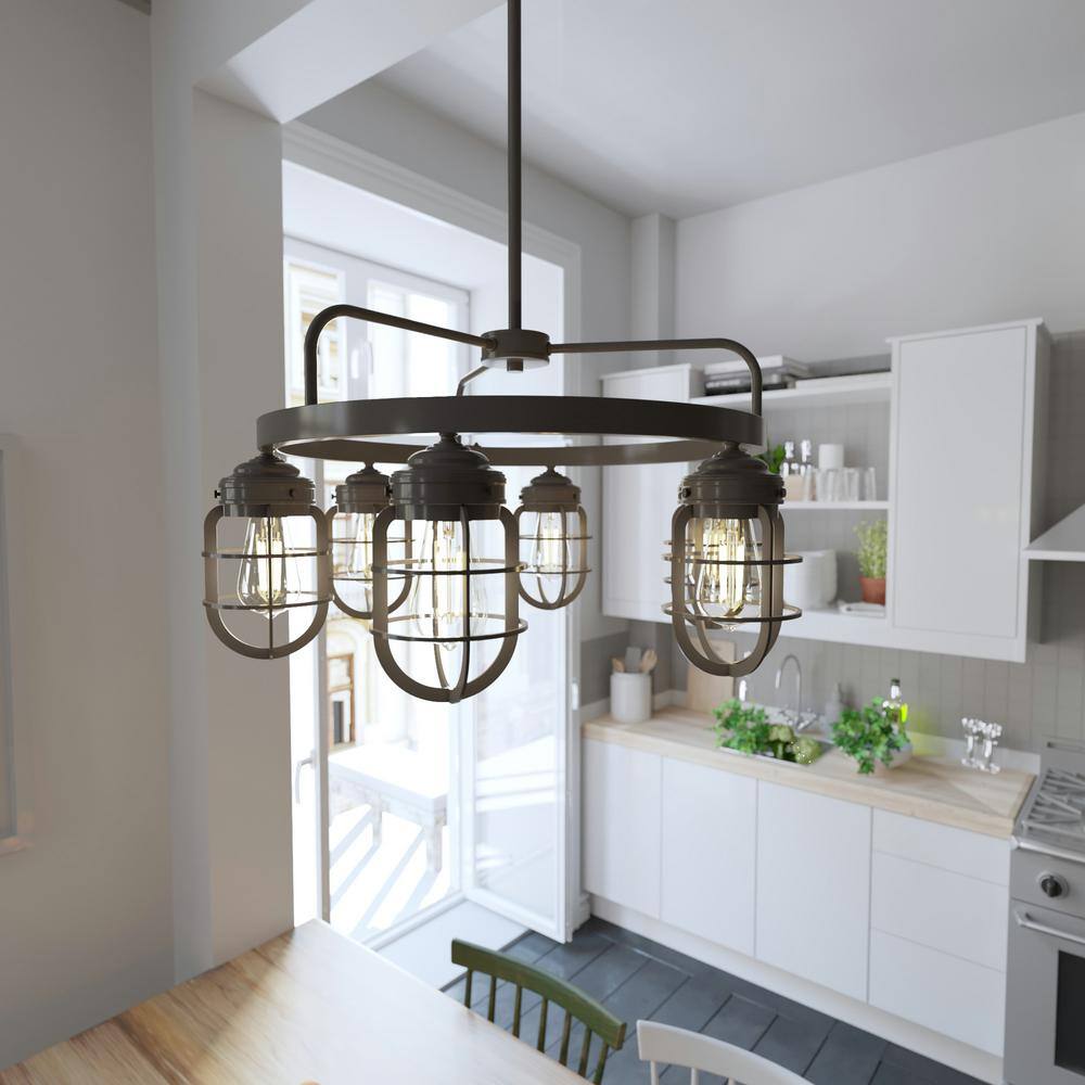 Starklake Noble Bronze 6-Light Cage Wagon Wheel Chandelier