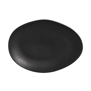 Matte Black Oval Dessert Plate Organic (Set of 6)