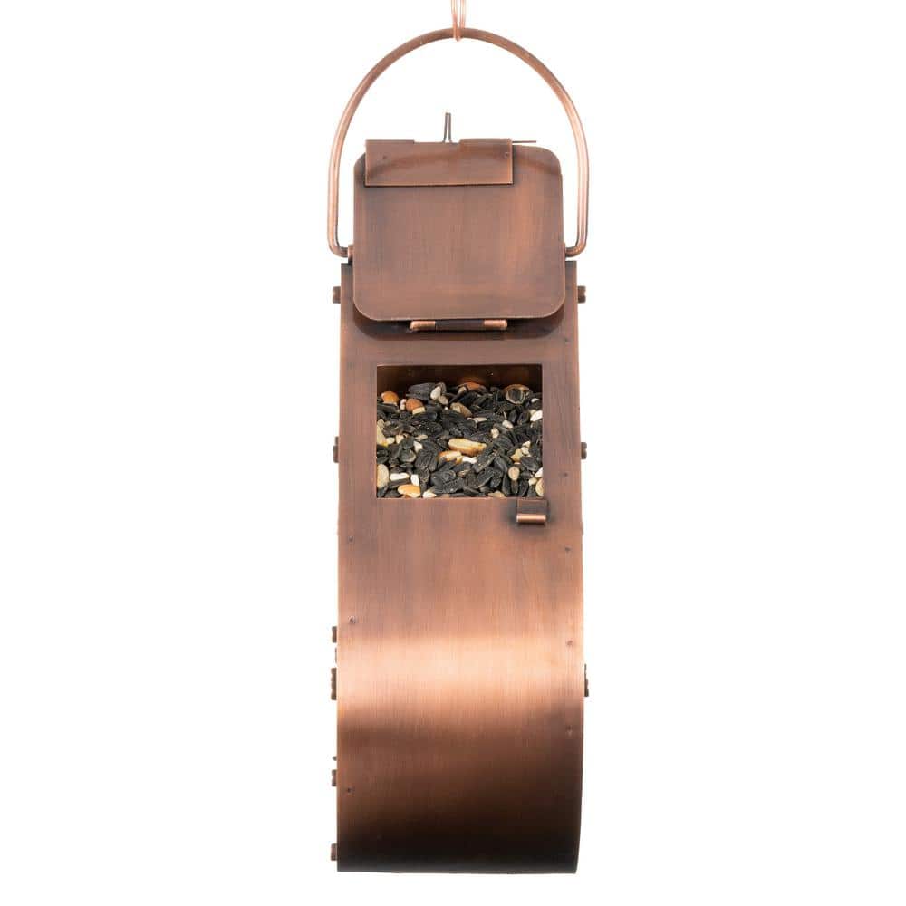 Copper and Plexiglass Hanging Teardrop Bird Feeder
