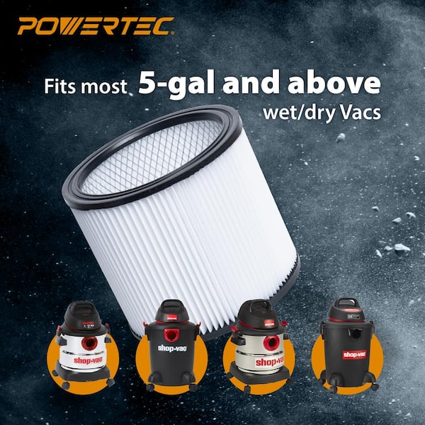 POWERTEC Staubsaugerbeutel Für Shop Vac 90668 (2-2,5 Gallonen) – 18 Stück Ersatz-Filterbeutel Für Nass-/Trockensauger, Für Feinstaub & Schmutz