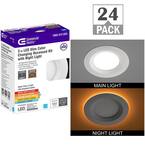 3 in. Canless Adjustable CCT Integrated LED Recessed Light Trim Night Light 550lms New Construction Remodel (24-Pack)