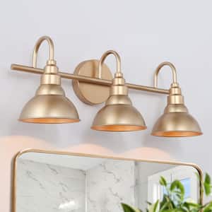 Modern Bell Bathroom Vanity Light 3-Light Brass Gold Round Wall Light with Metal Shades