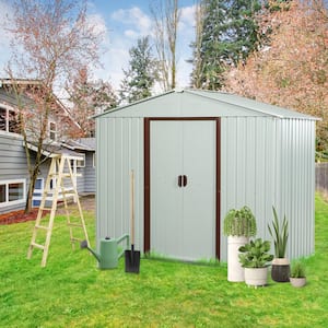8 ft. W x 4 ft. D Outdoor Metal Storage Shed Multiple Storage Spaces for Backyard Lawn Coverage Area, White 32 sq. ft.