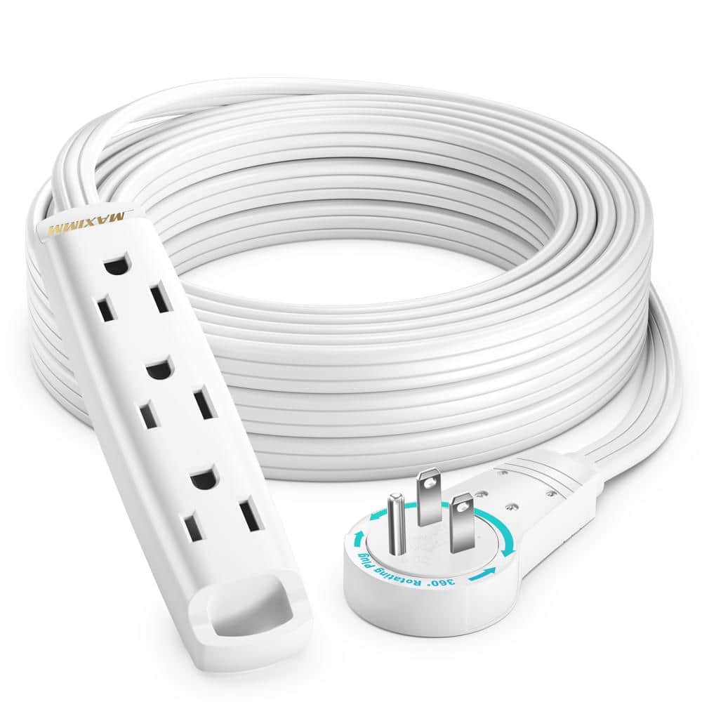 15 ft. 16/3 Light Duty Indoor Extension Cord 360° Rotating Flat Plug 1-Sided with Loop, White price history on PriceWatchPro