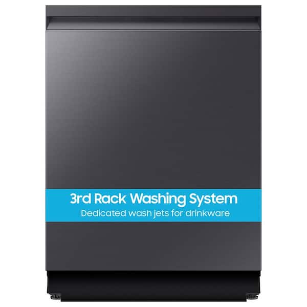 Bespoke 24 in. Built-In Tall Tub Smart Dishwasher in Matte Black Steel with 3rd Rack Washing System, 38 dBA