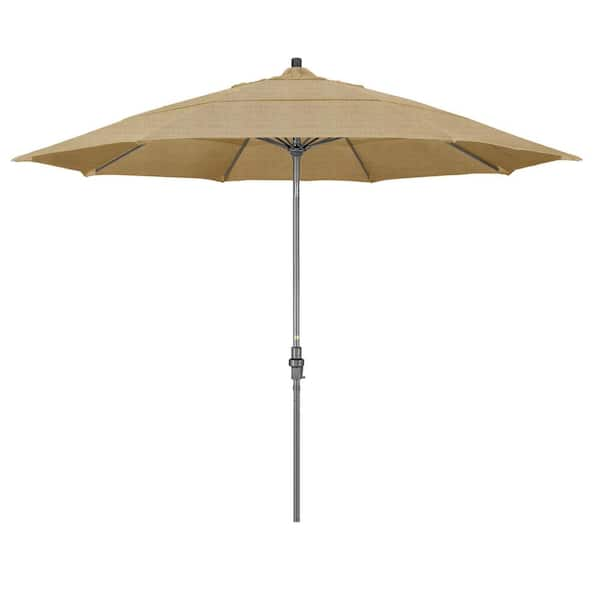 California Umbrella 11 ft. Hammertone Grey Aluminum Market Patio ...