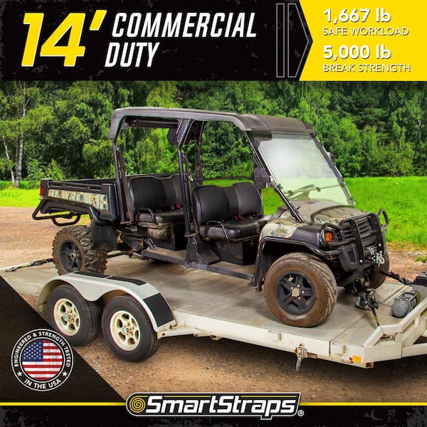 14 ft. Yellow Tactical Ratchet Tie Down Straps with 1,667 lb. Safe Work Load - 2 pack