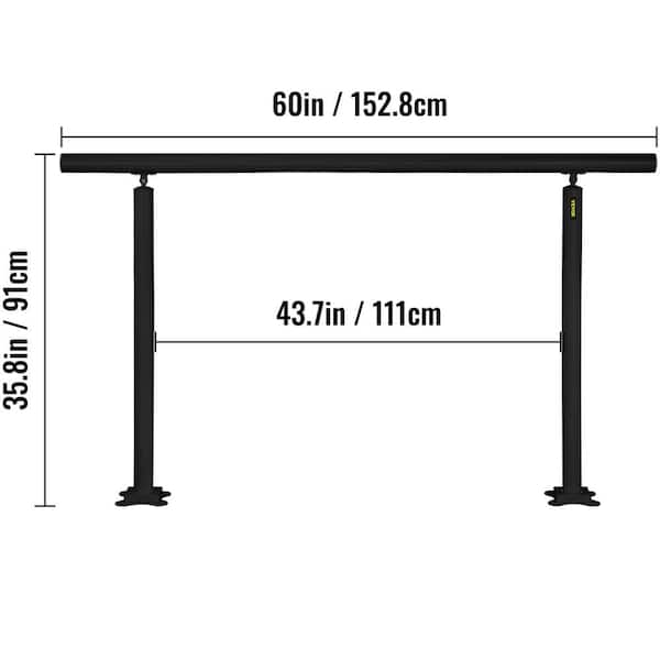 VEVOR 5 ft. Outdoor Stair Railing Fits 4-5 Steps Adjustable Angle Aluminum Stair Handrails for Outdoor Steps, Black