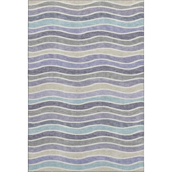 Mayfield Premium Machine Washable Abstract AMF2333 Lavender 8 ft. x 10 ft. Area Rug