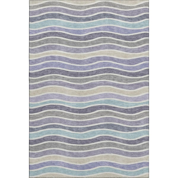 Mayfield Premium Machine Washable Abstract AMF2333 Lavender 9 ft. x 12 ft. Area Rug