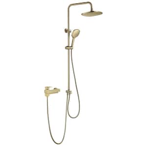 Single Handle 3-Spray Tub and Shower Faucet 1.6 GPM with Hand Shower in. Brushed Gold Valve Included