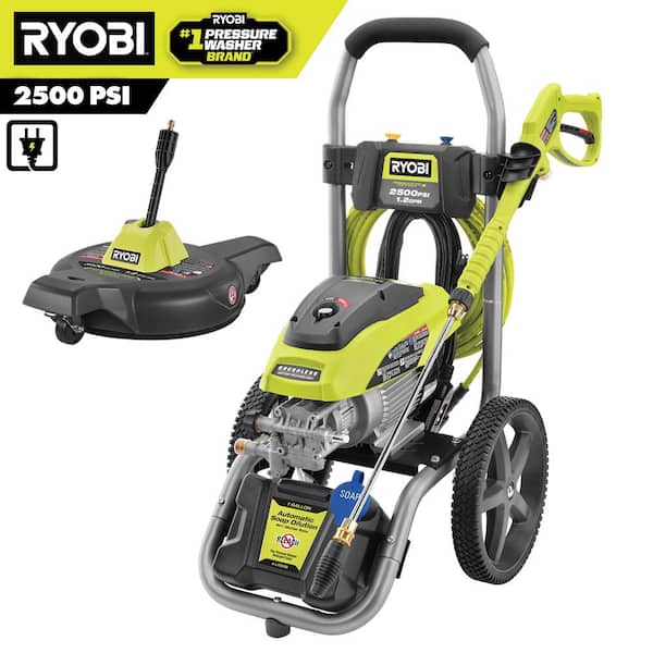 RYOBI 2500 PSI 1.2 GPM Cold Water Electric Pressure Washer and 12 in. Surface Cleaner with Caster Wheels