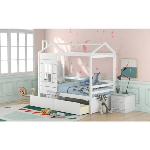 Wido White Wooden Double Bed Frame 