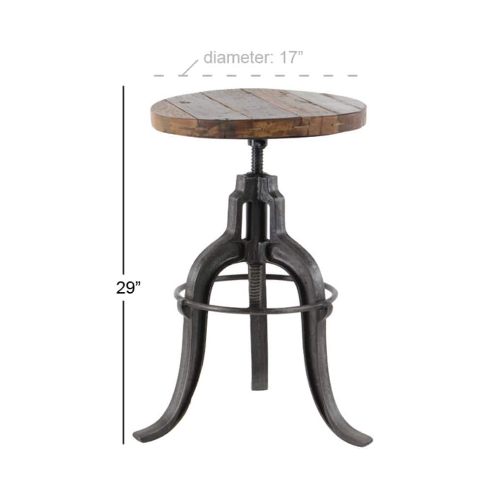 Round Reclaimed Wood Industrial Dining Height Stool