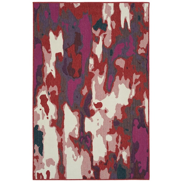 Kaleen Pianta Collection Red 2'2" x 7'10" Residential Indoor-Outdoor Runner