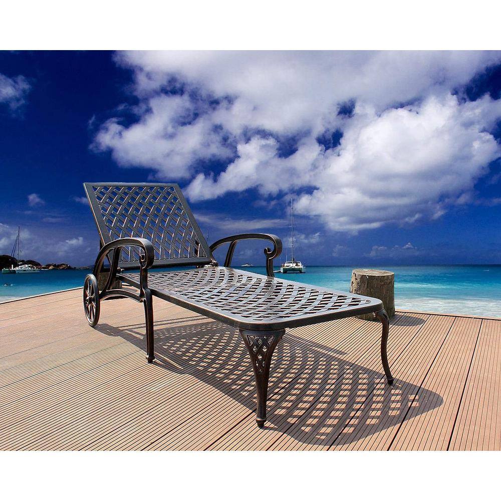 New Aluminum Cast Outdoor Lounge Chair, Adjustable Backrest Rollers All-Wea
