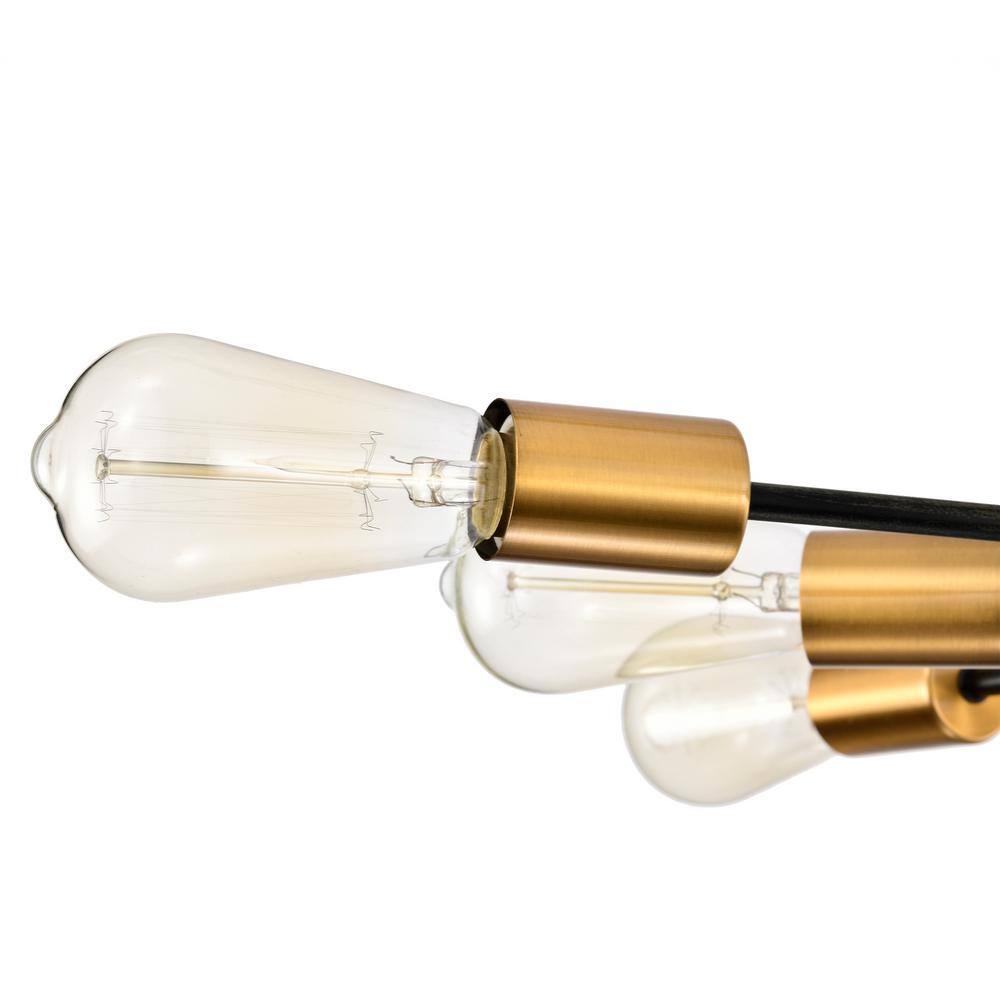 Antique Black and Gold 10-Light Sputnik Chandelier