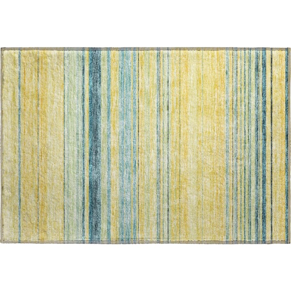 Addison Rugs Mayfield Premium Machine Washable Abstract AMF979 Yellow 1 ft. 8 in. x 2 ft. 6 in. Area Rug