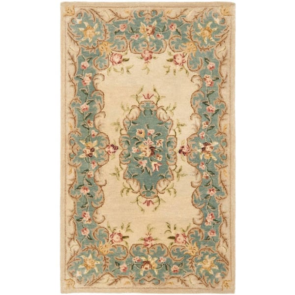 SAFAVIEH Bergama Ivory/Light Blue Doormat 2 ft. x 3 ft. Border Area Rug