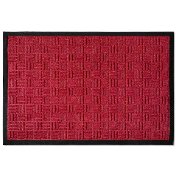 Indoor Outdoor Doormat Maroon 24 in. x 36 in. Checker Floor Mat