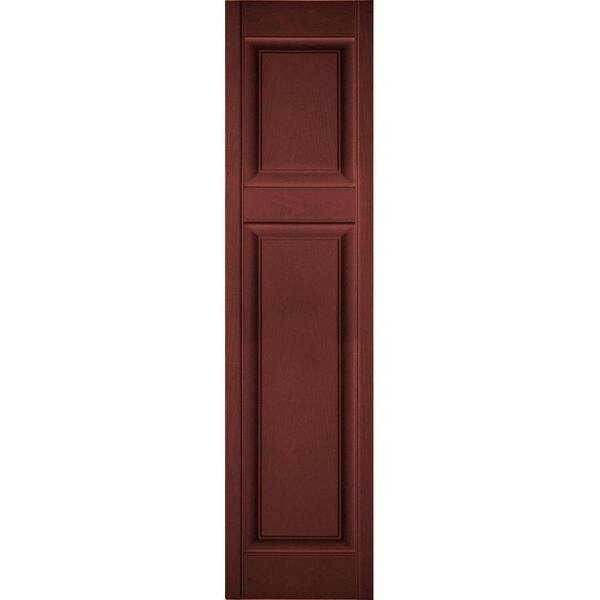 Ekena Millwork 18 in. x 31 in. Lifetime Vinyl Custom Offset Raised Panel Shutters Pair Burgundy Red