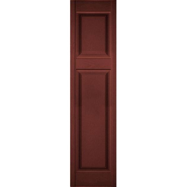 Ekena Millwork 18 in. x 48 in. Lifetime Vinyl Custom Offset Raised Panel Shutters Pair Burgundy Red