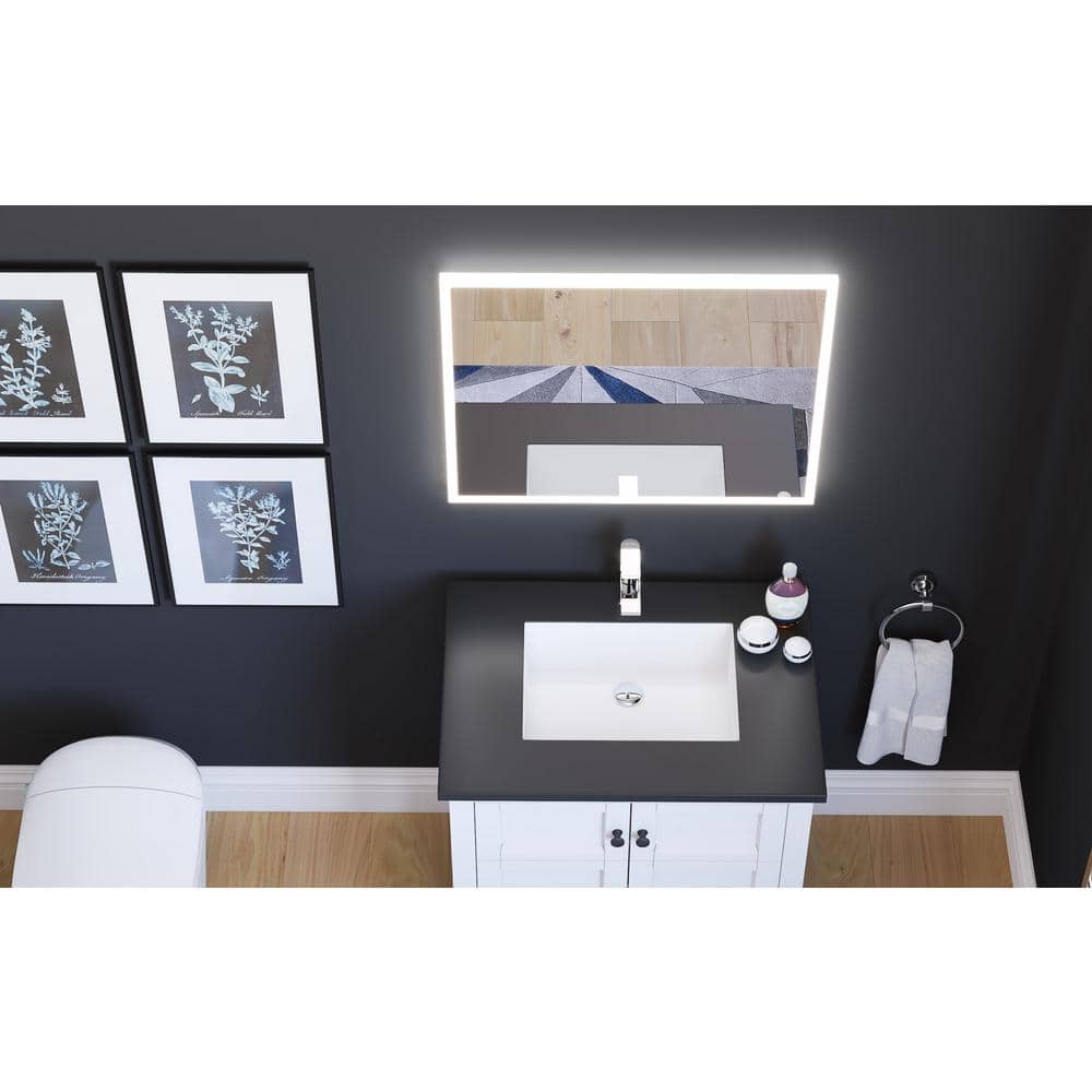 24" x 30" Frameless LED Vanity Mirror with Voice Control