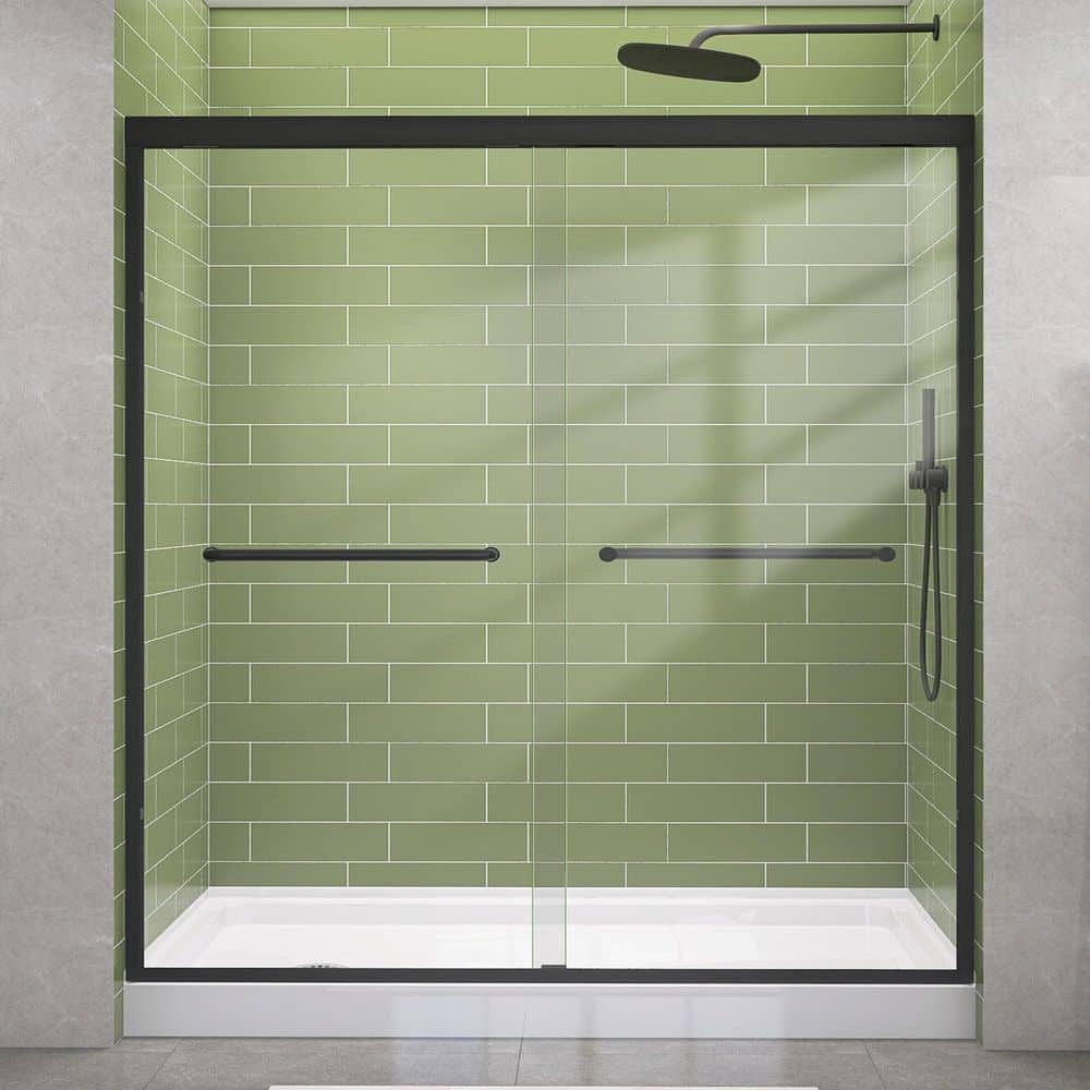 68-72 in. W x 72 in. H Double Sliding Semi-Frameless Shower Door in Matte Black Bypass Door with 1/4 in. Clear Glass price history on PriceWatchPro