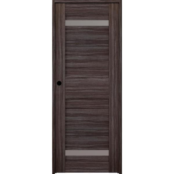 Belldinni 28 in. x 80 in. Right-Hand Frosted Glass 2-Lite Solid Core Imma Gray Oak Wood Composite Single Prehung Interior Door