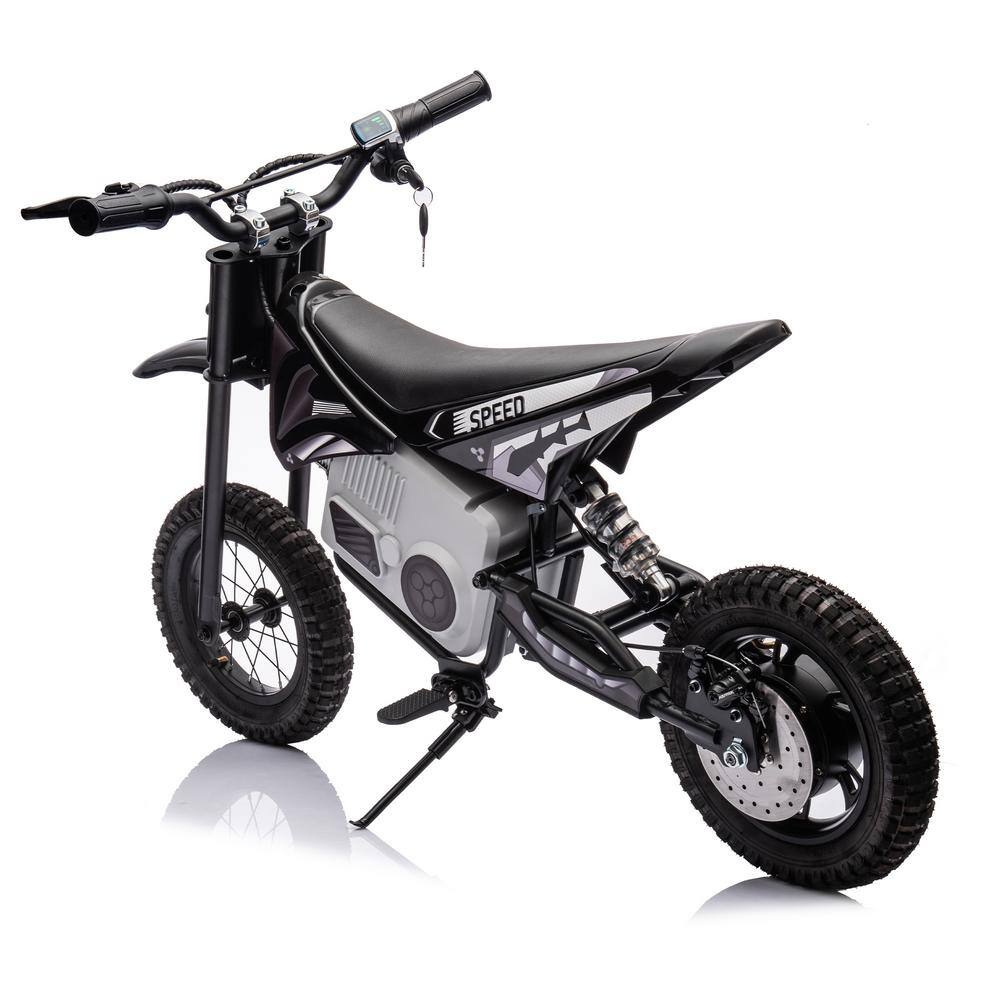 36-Volt Black Electric Mini Dirt Motorcycle for Kids, 15.53MPH Speed, Stepl