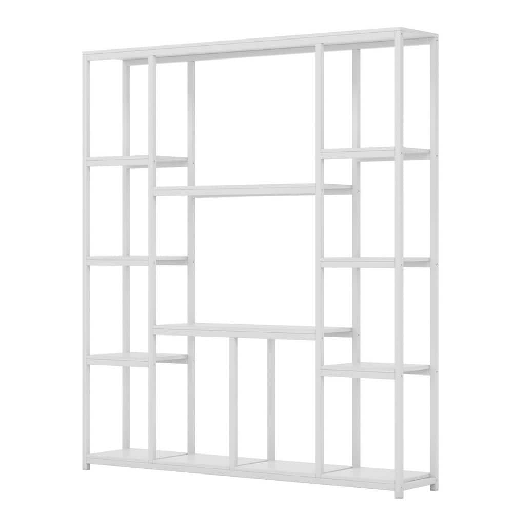 Tribesigns Earlimart 70.86 in. White Engineered Wood and Metal 12Shelf