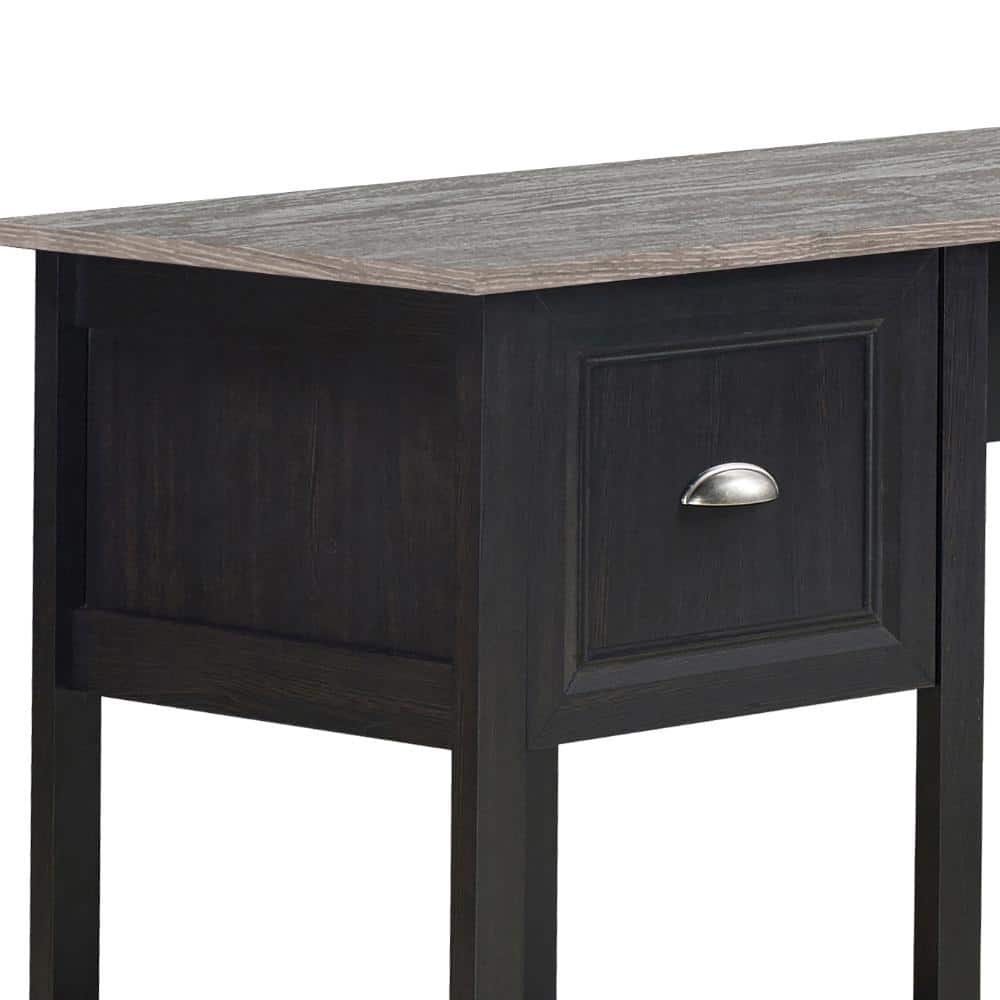 Espresso Wood Corner Desk with Keyboard Tray and Drawer