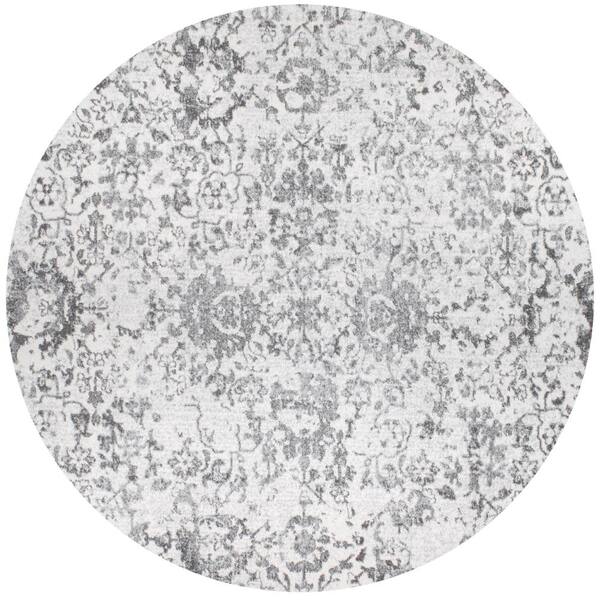 nuLOOM Rosemary Vintage Damask Gray 8 ft. x 8 ft. Round Rug RZBD26A