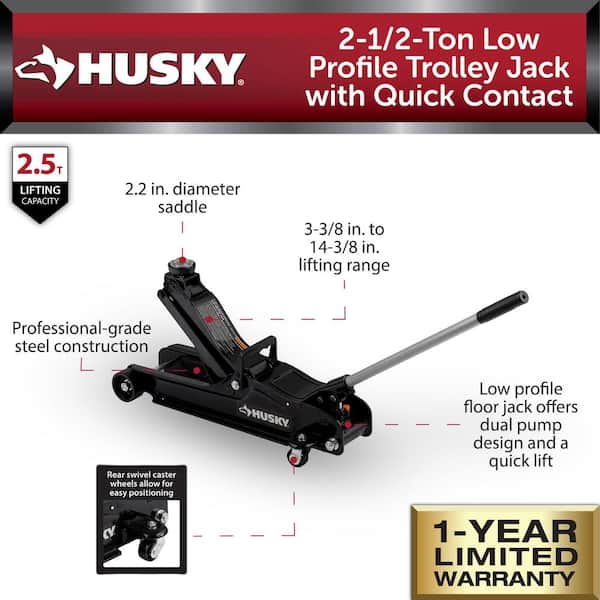 Husky 2-1/2-Ton Low Profile Trolley Floor Jack with Quick Contact