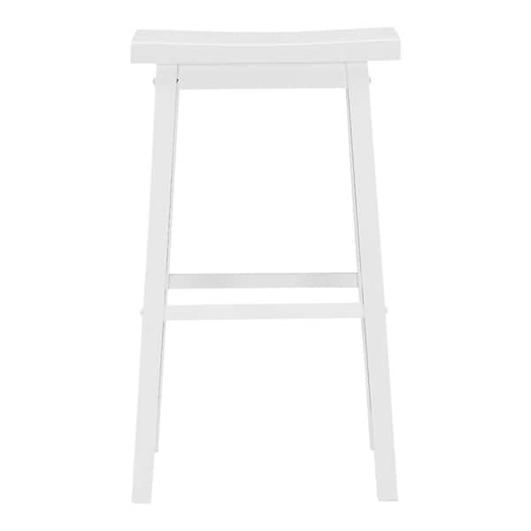 StyleWell White Wood Backless Saddle Bar Stool (1 piece) CH01-0202