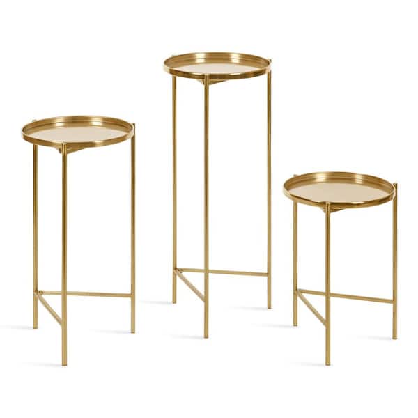 Kate and Laurel Ulani 12.00 in. D Gold 30.00 in. H Round Metal End Table